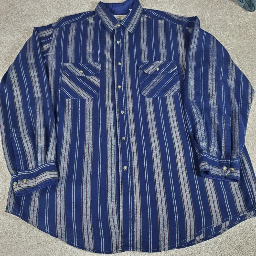 Vintage Northwest Territory Flannel Shirt Men's Size XLT Long Sleeve Striped‎